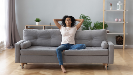 Woman relaxed on couch