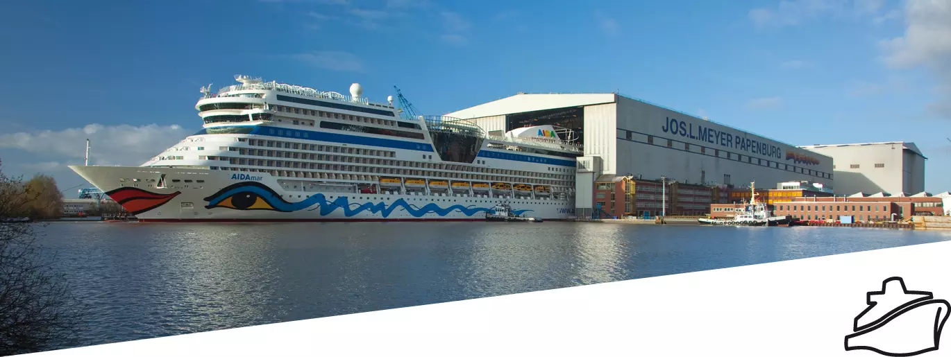 Ship leaving shipyard