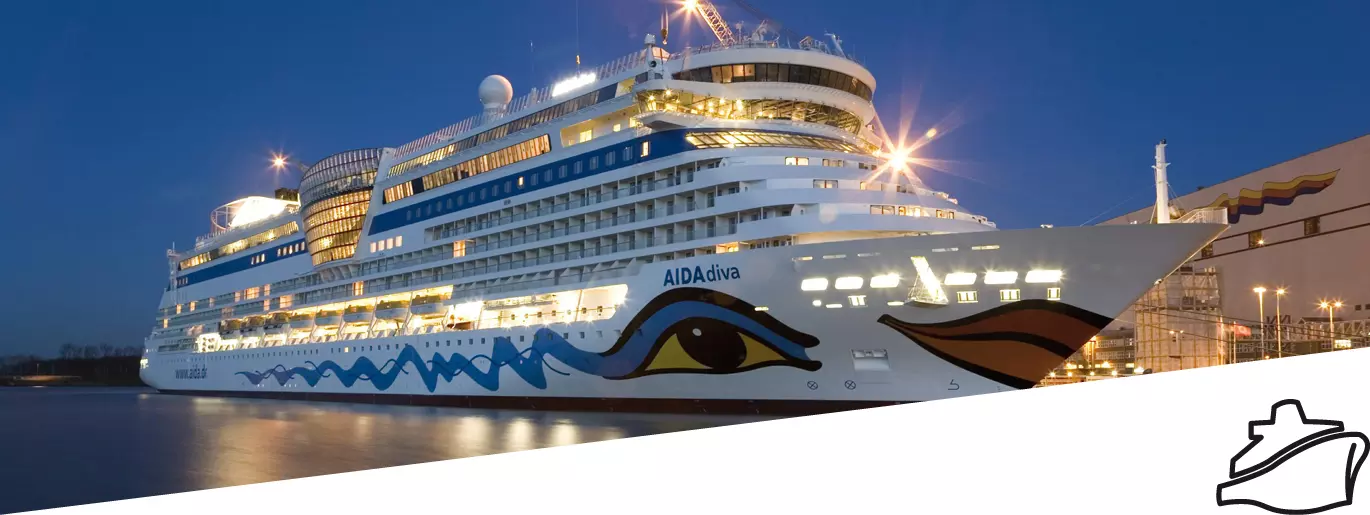 Ship in harbour at night