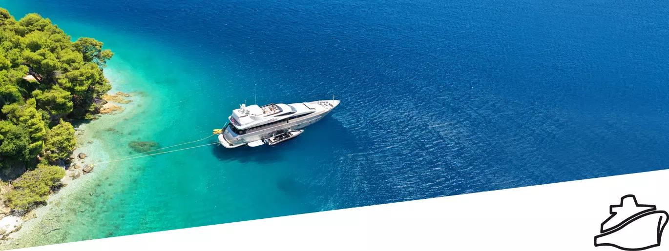 Yacht near tropical island